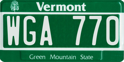 VT license plate WGA770