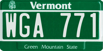 VT license plate WGA771