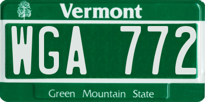 VT license plate WGA772