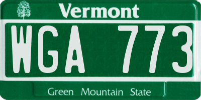 VT license plate WGA773