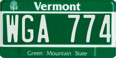 VT license plate WGA774
