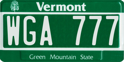 VT license plate WGA777
