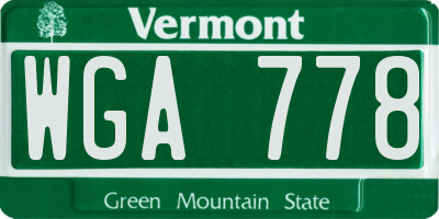 VT license plate WGA778