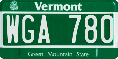 VT license plate WGA780