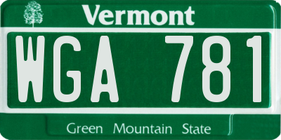 VT license plate WGA781