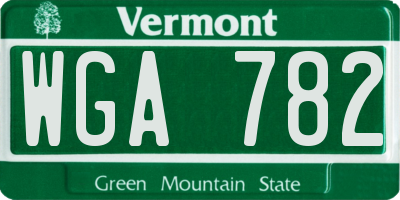 VT license plate WGA782