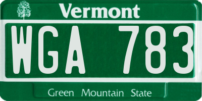 VT license plate WGA783