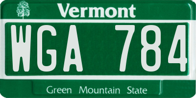 VT license plate WGA784