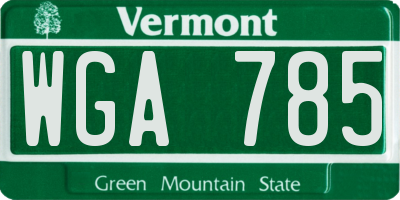 VT license plate WGA785