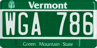 VT license plate WGA786