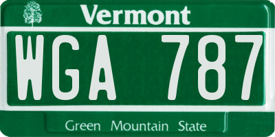 VT license plate WGA787
