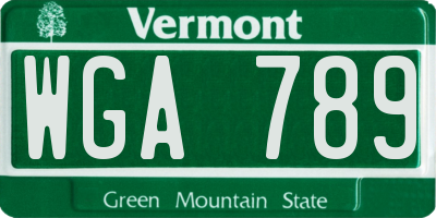 VT license plate WGA789