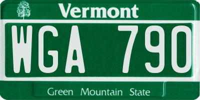 VT license plate WGA790
