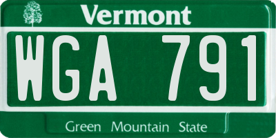 VT license plate WGA791