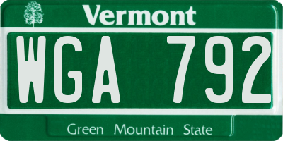 VT license plate WGA792