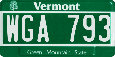 VT license plate WGA793