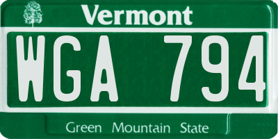 VT license plate WGA794
