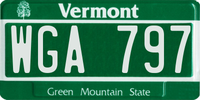 VT license plate WGA797