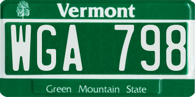 VT license plate WGA798