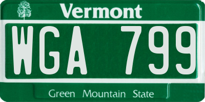 VT license plate WGA799