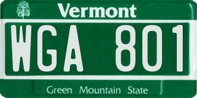 VT license plate WGA801