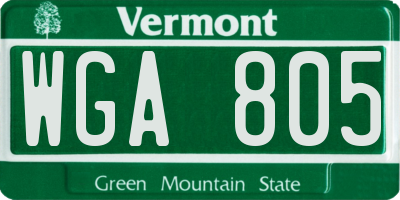 VT license plate WGA805