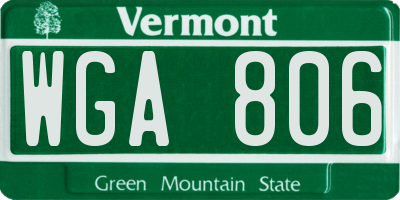 VT license plate WGA806