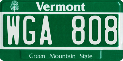 VT license plate WGA808