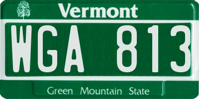 VT license plate WGA813