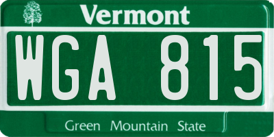 VT license plate WGA815