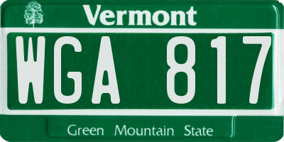 VT license plate WGA817