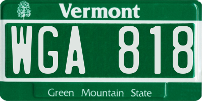 VT license plate WGA818