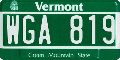 VT license plate WGA819