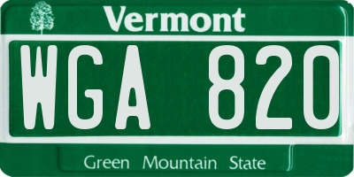 VT license plate WGA820