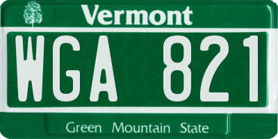 VT license plate WGA821