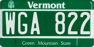 VT license plate WGA822