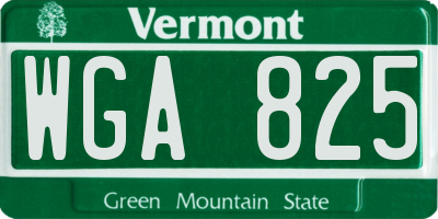 VT license plate WGA825