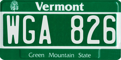 VT license plate WGA826