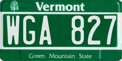 VT license plate WGA827
