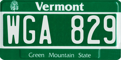 VT license plate WGA829