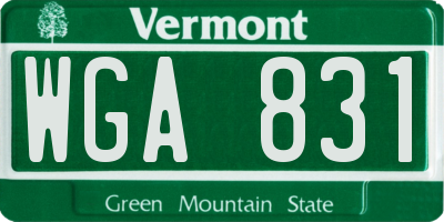 VT license plate WGA831