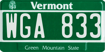 VT license plate WGA833