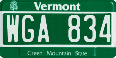 VT license plate WGA834