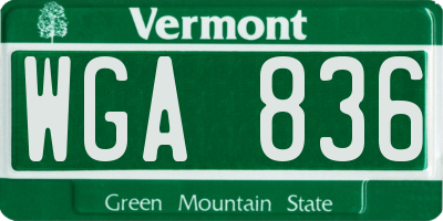 VT license plate WGA836