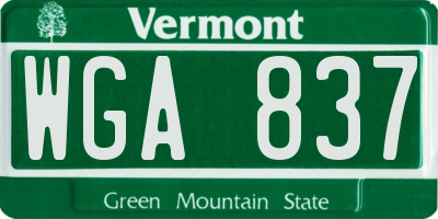 VT license plate WGA837