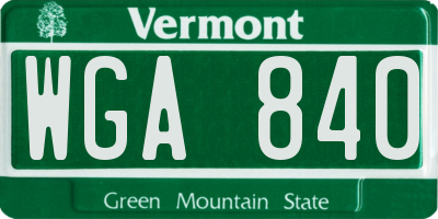 VT license plate WGA840