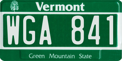VT license plate WGA841