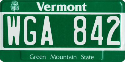 VT license plate WGA842