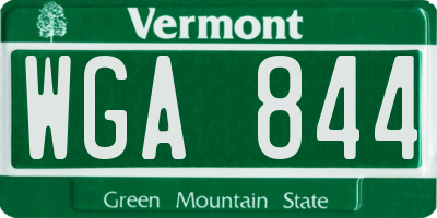VT license plate WGA844