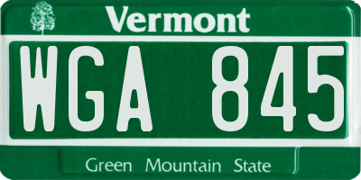 VT license plate WGA845